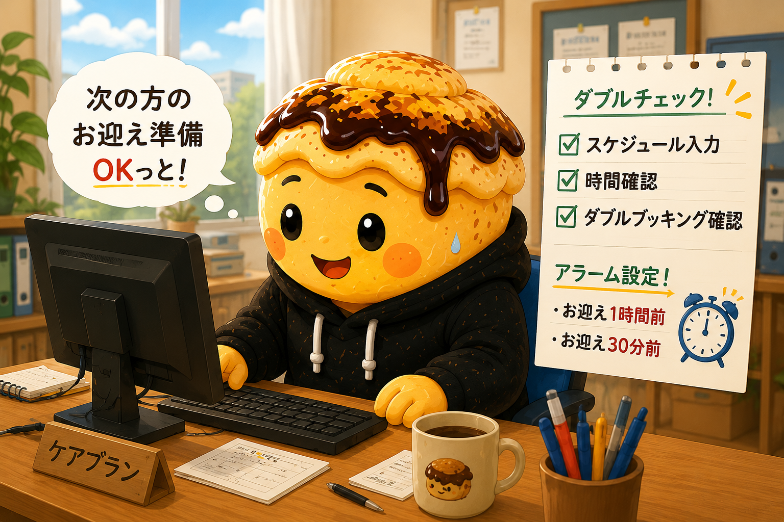スケジュール管理を見直すわらびもちキャラ