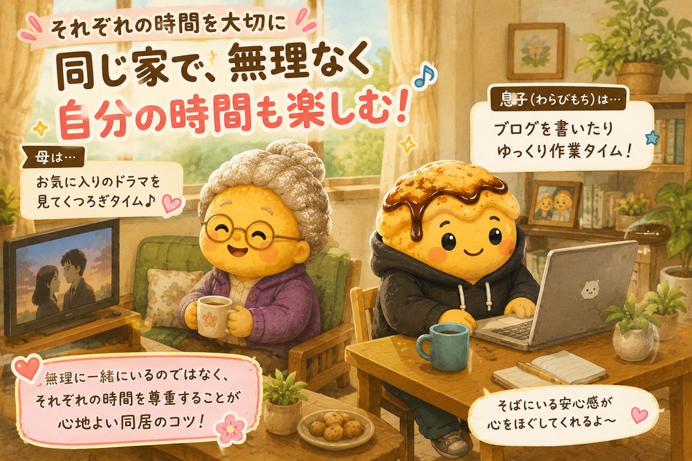それぞれの時間を大切にする同居のイラスト